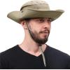 imageMens Sports Sun Hat Wide Brim Summer Hat with UV Protection for Outdoor Hunting Fishing Safari Bucket Sun HatsY Dark Khaki  Beige