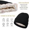 imageSatin Lined Winter Beanie Hats for Women Knit Beanie Hat Slouchy Skull Caps Silk Lining Unisex HatsBlack