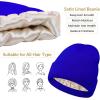 imageSatin Lined Winter Beanie Hats for Women Knit Beanie Hat Slouchy Skull Caps Silk Lining Unisex HatsBlue