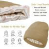 imageSatin Lined Winter Beanie Hats for Women Knit Beanie Hat Slouchy Skull Caps Silk Lining Unisex HatsKhaki