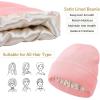 imageSatin Lined Winter Beanie Hats for Women Knit Beanie Hat Slouchy Skull Caps Silk Lining Unisex HatsPink
