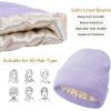 imageSatin Lined Winter Beanie Hats for Women Knit Beanie Hat Slouchy Skull Caps Silk Lining Unisex HatsPurple