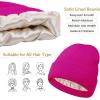 imageSatin Lined Winter Beanie Hats for Women Knit Beanie Hat Slouchy Skull Caps Silk Lining Unisex HatsRose