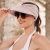 imageSun Hats for Women UV Protection Sun Visor Wide Brim Summer Hats with PonytailPink