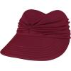 imageSun Hats for Women UV Protection Sun Visor Wide Brim Summer Hats with PonytailWine Red