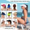 imageSun Hats for Women UV Protection Sun Visor Wide Brim Summer Hats with PonytailWine Red