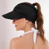 imageSun Hats for Women UV Protection Sun Visor Wide Brim Summer Hats with PonytailZ 2 Pack Black