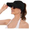 imageSun Hats for Women UV Protection Sun Visor Wide Brim Summer Hats with PonytailZ 2 Pack Black