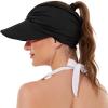 imageSun Hats for Women UV Protection Sun Visor Wide Brim Summer Hats with PonytailZ 2 Pack Black