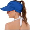 imageSun Hats for Women UV Protection Sun Visor Wide Brim Summer Hats with PonytailZ Black  Blue