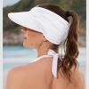 imageSun Hats for Women UV Protection Sun Visor Wide Brim Summer Hats with PonytailZ Black  White