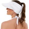 imageSun Hats for Women UV Protection Sun Visor Wide Brim Summer Hats with PonytailZ Black  White