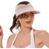 imageSun Hats for Women UV Protection Sun Visor Wide Brim Summer Hats with PonytailZ Pink  Beige