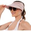 imageSun Hats for Women UV Protection Sun Visor Wide Brim Summer Hats with PonytailZ Pink  White