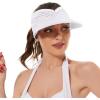 imageSun Hats for Women UV Protection Sun Visor Wide Brim Summer Hats with PonytailZ White  Beige