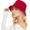 imageUnisex Athletic Bucket Hat Solid Colors Sun Hat with UV Protection for Outdoor Sports Packable Summer HatsQ Red