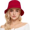 imageUnisex Athletic Bucket Hat Solid Colors Sun Hat with UV Protection for Outdoor Sports Packable Summer HatsQ Red