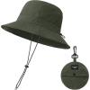 imageWaterproof Bucket Hat for Women Men Rain Hat Wide Brim Packable Sun Hat UV Protection Summer Beach Fishing Hiking Safari HatArmy Green