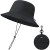 imageWaterproof Bucket Hat for Women Men Rain Hat Wide Brim Packable Sun Hat UV Protection Summer Beach Fishing Hiking Safari HatBlack