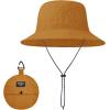 imageWaterproof Bucket Hat for Women Men Rain Hat Wide Brim Packable Sun Hat UV Protection Summer Beach Fishing Hiking Safari HatDeep Yellow