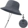 imageWaterproof Bucket Hat for Women Men Rain Hat Wide Brim Packable Sun Hat UV Protection Summer Beach Fishing Hiking Safari HatGrey