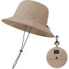 imageWaterproof Bucket Hat for Women Men Rain Hat Wide Brim Packable Sun Hat UV Protection Summer Beach Fishing Hiking Safari HatKhaki