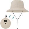 imageWaterproof Bucket Hat for Women Men Rain Hat Wide Brim Packable Sun Hat UV Protection Summer Beach Fishing Hiking Safari HatLight Khaki
