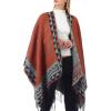 imageWomens Blanket Shawls Wraps Winter Printed Open Front Poncho Cape Plaid Shawls for WomenSeries 25orange