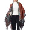 imageWomens Blanket Shawls Wraps Winter Printed Open Front Poncho Cape Plaid Shawls for WomenSeries 25orange