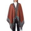 imageWomens Blanket Shawls Wraps Winter Printed Open Front Poncho Cape Plaid Shawls for WomenSeries 25orange