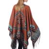 imageWomens Blanket Shawls Wraps Winter Printed Open Front Poncho Cape Plaid Shawls for WomenSeries 25orange