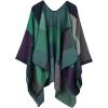 imageWomens Blanket Shawls Wraps Winter Printed Open Front Poncho Cape Plaid Shawls for WomenSeries 49green