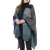 imageWomens Blanket Shawls Wraps Winter Printed Open Front Poncho Cape Plaid Shawls for WomenSeries 49green