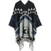 imageWomens Blanket Shawls Wraps Winter Printed Open Front Poncho Cape Plaid Shawls for WomenSeries 52grey Black