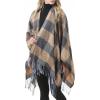 imageWomens Blanket Shawls Wraps Winter Printed Open Front Poncho Cape Plaid Shawls for WomenY Black Coffee Grid