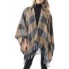 imageWomens Blanket Shawls Wraps Winter Printed Open Front Poncho Cape Plaid Shawls for WomenY Black Coffee Grid