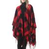 imageWomens Blanket Shawls Wraps Winter Printed Open Front Poncho Cape Plaid Shawls for WomenY Buffalo Red