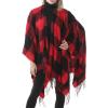 imageWomens Blanket Shawls Wraps Winter Printed Open Front Poncho Cape Plaid Shawls for WomenY Buffalo Red
