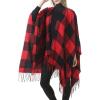 imageWomens Blanket Shawls Wraps Winter Printed Open Front Poncho Cape Plaid Shawls for WomenY Buffalo Red