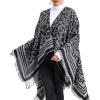 imageWomens Blanket Shawls Wraps Winter Printed Open Front Poncho Cape Plaid Shawls for WomenY Grey Leopard