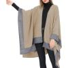 imageWomens Blanket Shawls Wraps Winter Printed Open Front Poncho Cape Plaid Shawls for WomenZ Grey