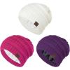 imageBeanies Women Satin Lined Beanie Winter Hats for Women Silk Lined Slouchy Beanie for Winter Warm Knit Cuffed Beanie HatY Whitepurplerose