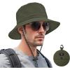 imageBucket hat for Women Men Waterproof Wide Brim Sun Hats Foldable Boonie Safari Fishing Hiking Beach HatsArmy Green