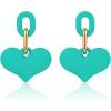 imageLove Heart Earrings for Women Girls Trendy Y2K Drop Earrings Colorful Cute Dangle Statement Earrings Fun Concert Earrings Halloween Mothers Day Birthday GiftLake Blue