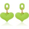 imageLove Heart Earrings for Women Girls Trendy Y2K Drop Earrings Colorful Cute Dangle Statement Earrings Fun Concert Earrings Halloween Mothers Day Birthday GiftGreen