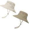 imageMens Sports Sun Hat Wide Brim Summer Hat with UV Protection for Outdoor Hunting Fishing Safari Bucket Sun HatsY Dark Khaki  Beige