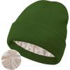 imageSatin Lined Winter Beanie Hats for Women Knit Beanie Hat Slouchy Skull Caps Silk Lining Unisex HatsGreen
