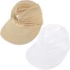 imageSun Hats for Women UV Protection Sun Visor Wide Brim Summer Hats with PonytailZ White  Beige