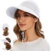 imageSun Hats for Women UV Protection Wide Brim 2 in 1 ZipOff Visor Summer Beach Hat Womens Packable Golf HatA White