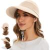 imageSun Hats for Women UV Protection Wide Brim 2 in 1 ZipOff Visor Summer Beach Hat Womens Packable Golf HatBeige